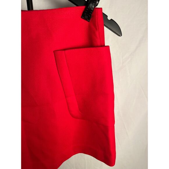 Express Red Mini Skirt Size 8 – Front Pocket A-Line Chic Solid Vibrant Color - Picture 2 of 6